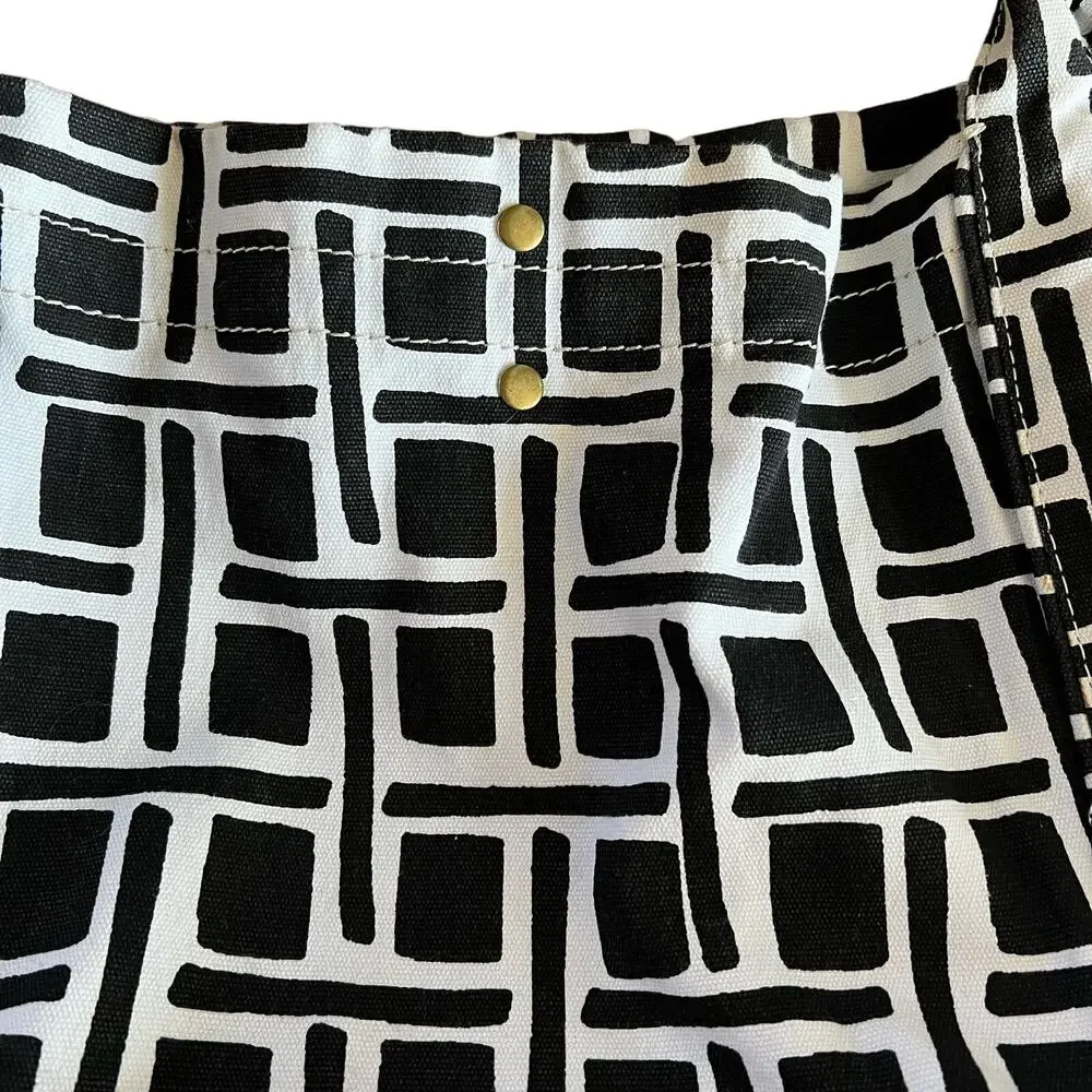 Merona Cotton Tote Bag Black and White Geometric Print